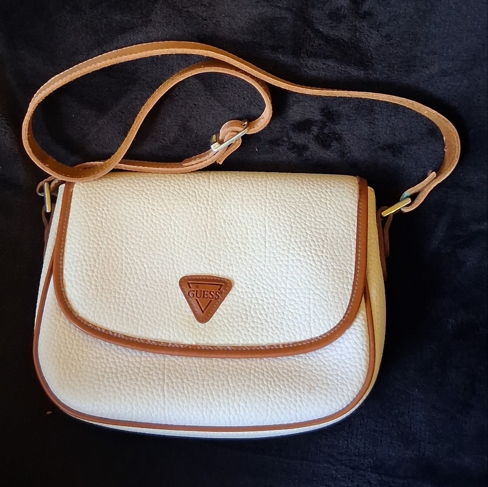 Guess White and Tan Women's Bag